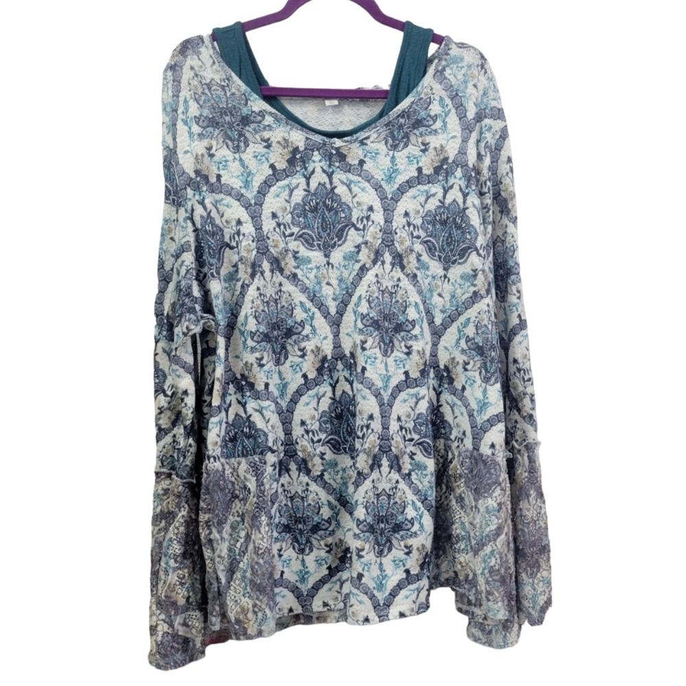 Cato 2 piece Long‎ Sleeve Floral Paisley Top Size 22/24
